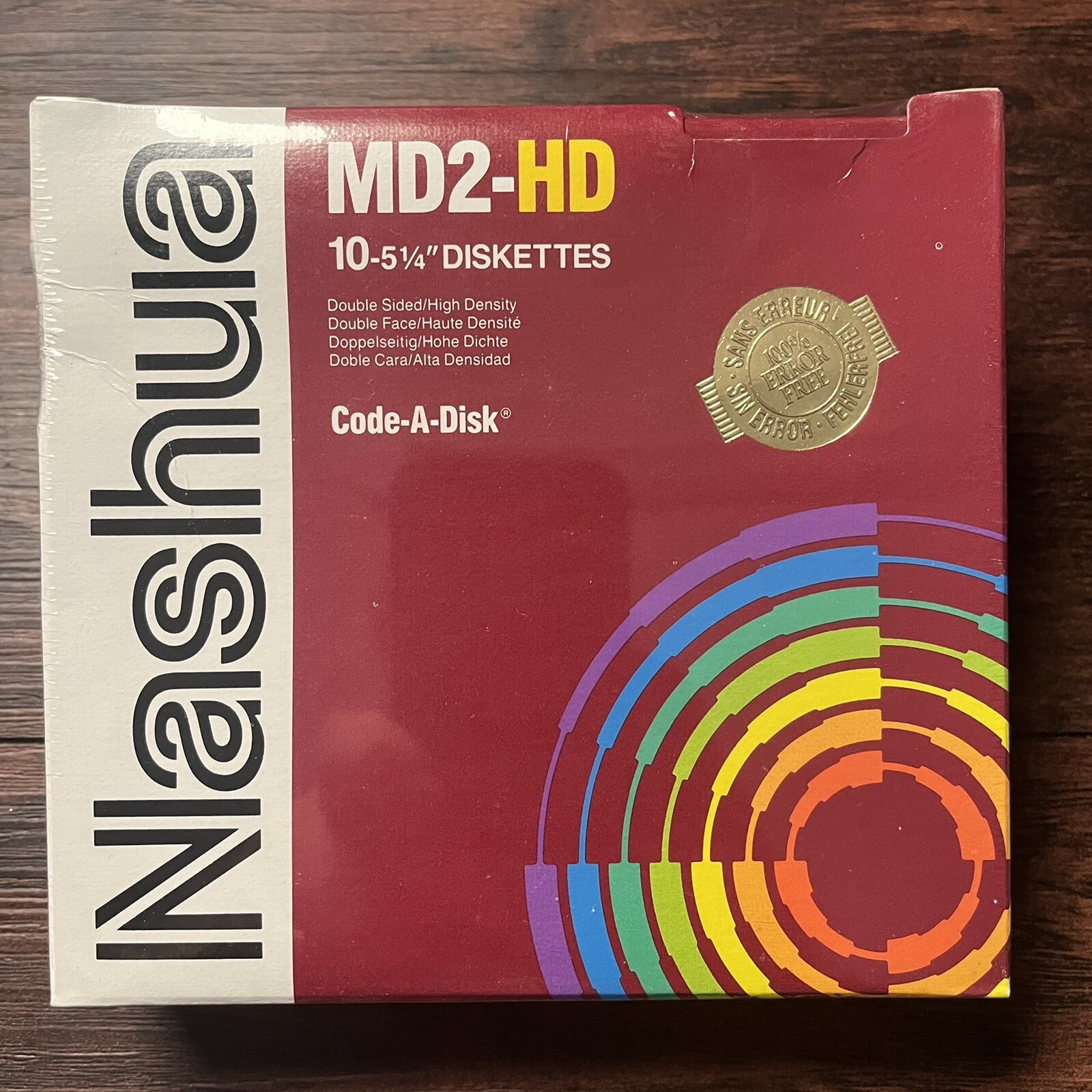 NASHUA 5.25 Floppy Disk 10 MD2-HD, Double Sided/High Density NEW
