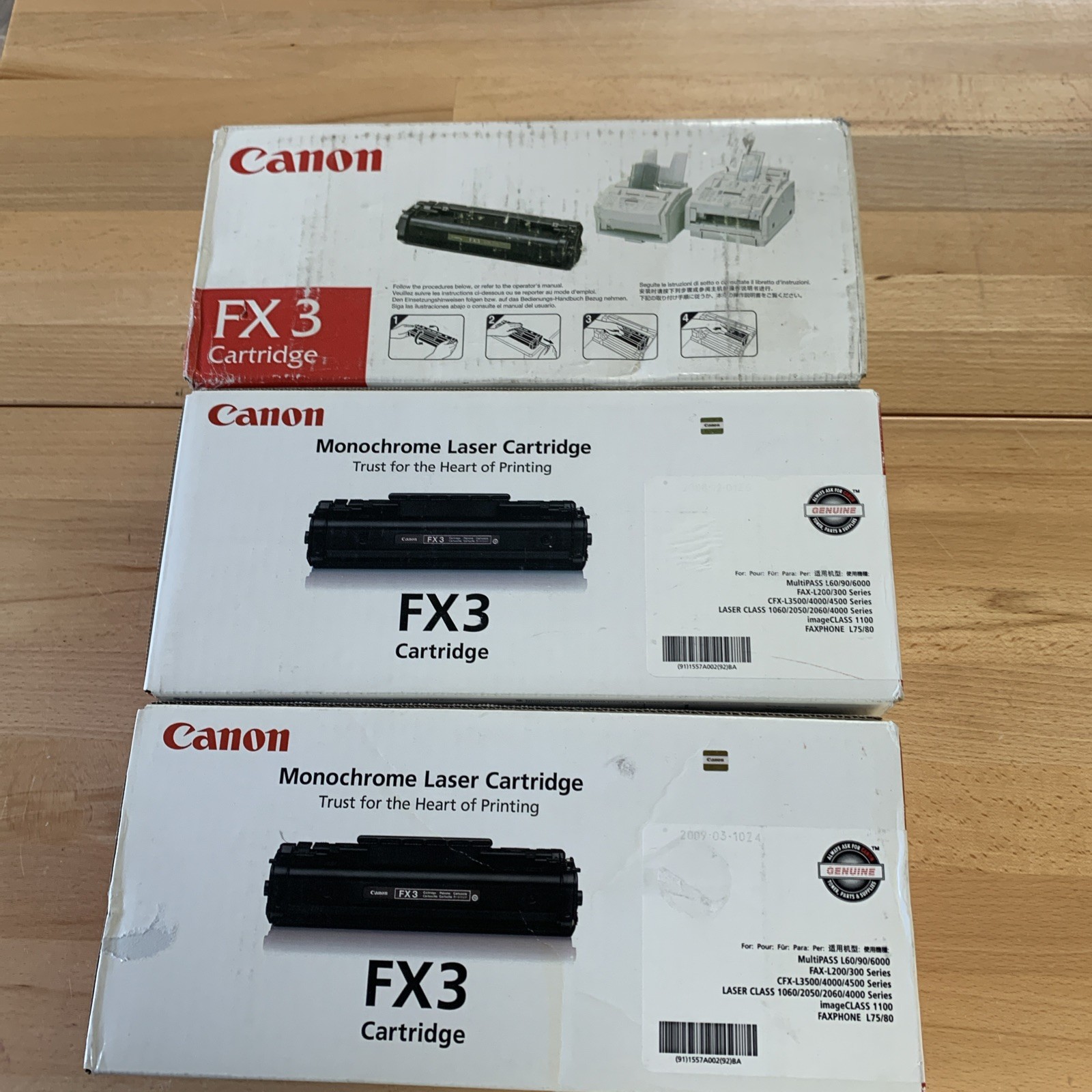 3 Pack of Canon Genuine FX 3 Cartridge Black New in Sealed Box