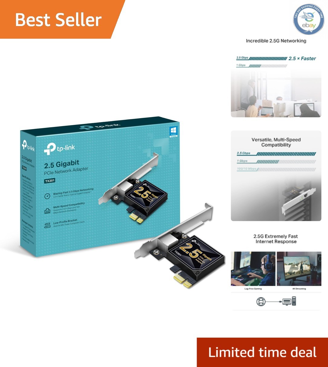 TX201 PCIe to 2.5 Gigabit Network Adapter - Ideal for Gamers & Multiple Systems