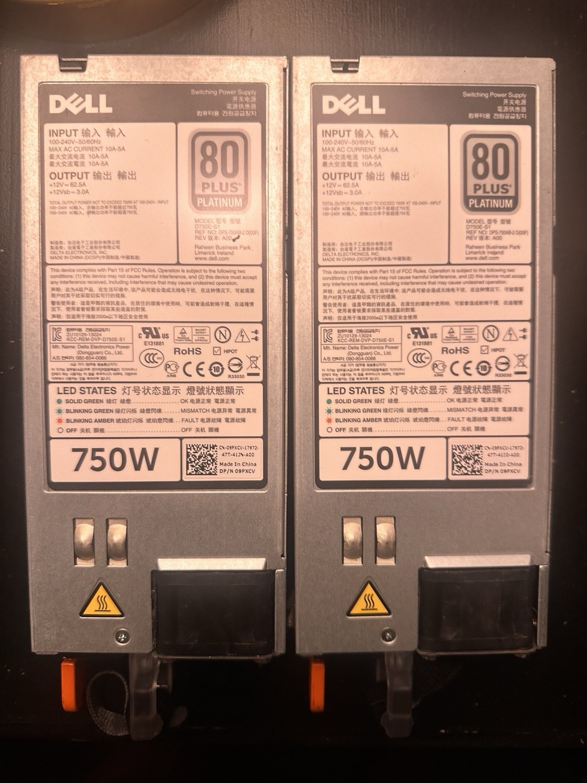Dell 80 Plus Platinum Switching Power Supply 750W Model D750E-S1