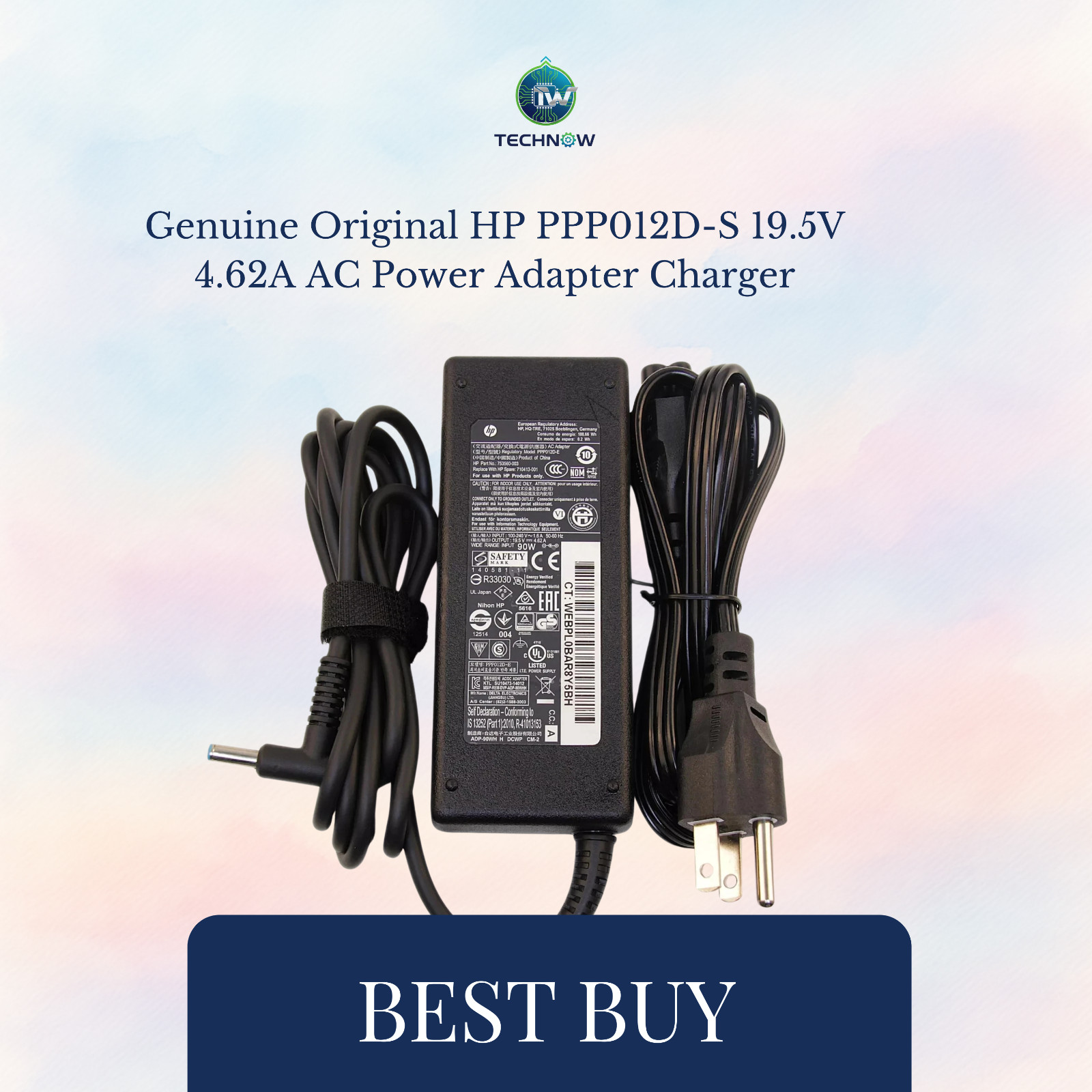 Genuine Original HP PPP012D-S 19.5V 4.62A AC Power Adapter Charger