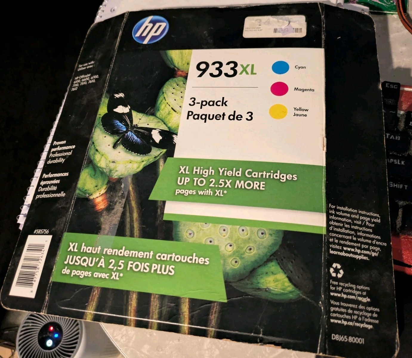 HP 933XL 3 Pack Tri Color Original Ink Cartridge 