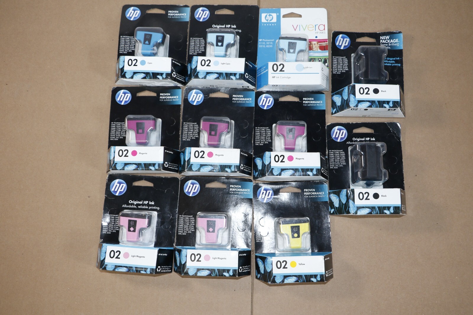 11 OEM HP 02 C,LC,M,LM,Y,K Inks C8771WN,C8774WN,C8772WN,C8775WN,C8773W,C8721WN