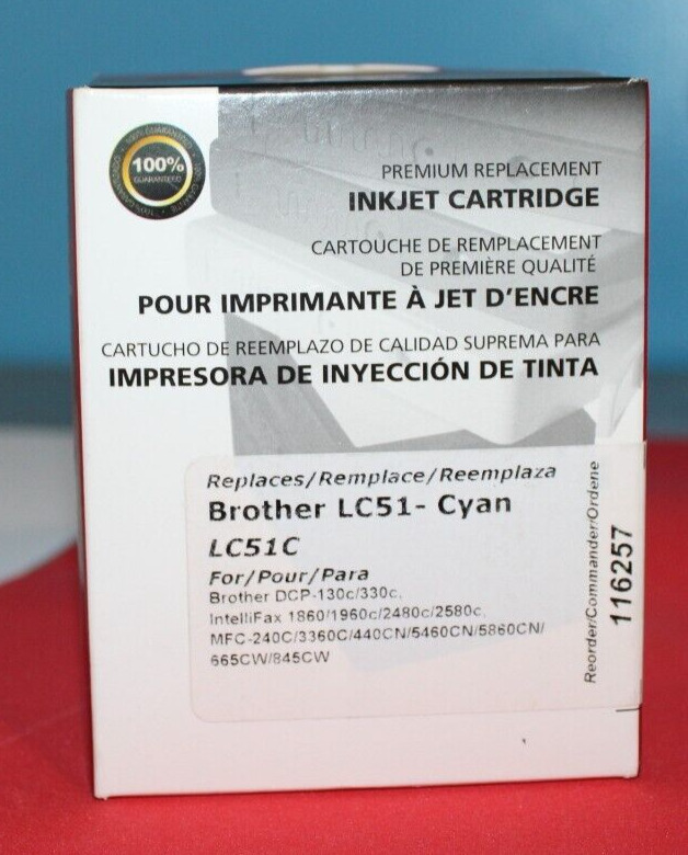 Premium Replacement Inkjet Cartridge for Brother LC51- CYAN- LC51C