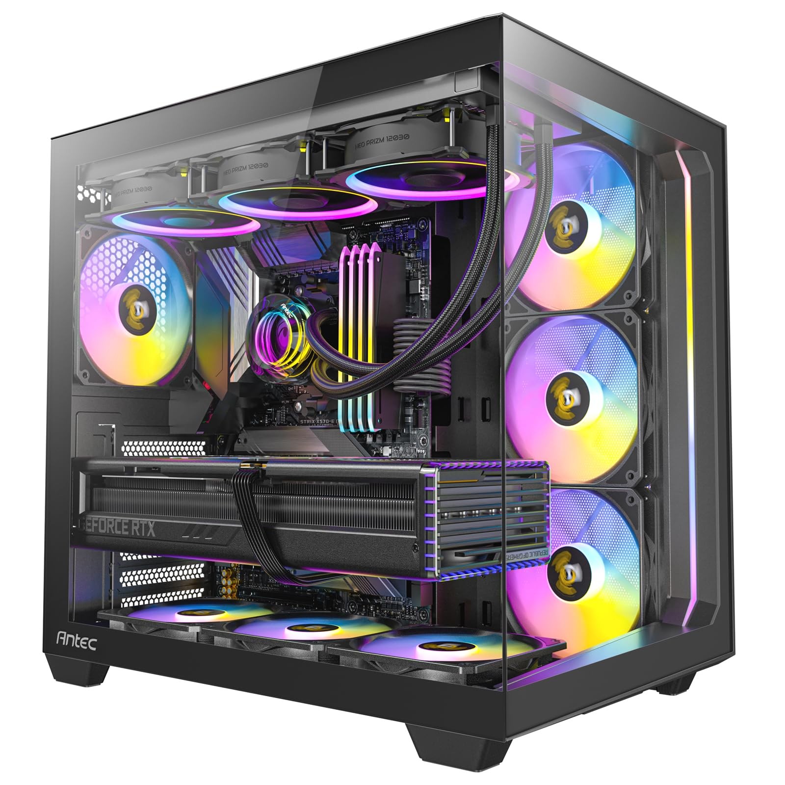 C5 ARGB MidTower ATX PC Case, 7 ARGB PWM Fans, Black