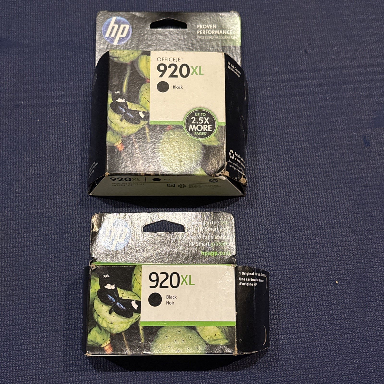 2 PCK HP #920XL Black Ink Cartridge CD975AN GENUINE  EXP 2014 & 2024