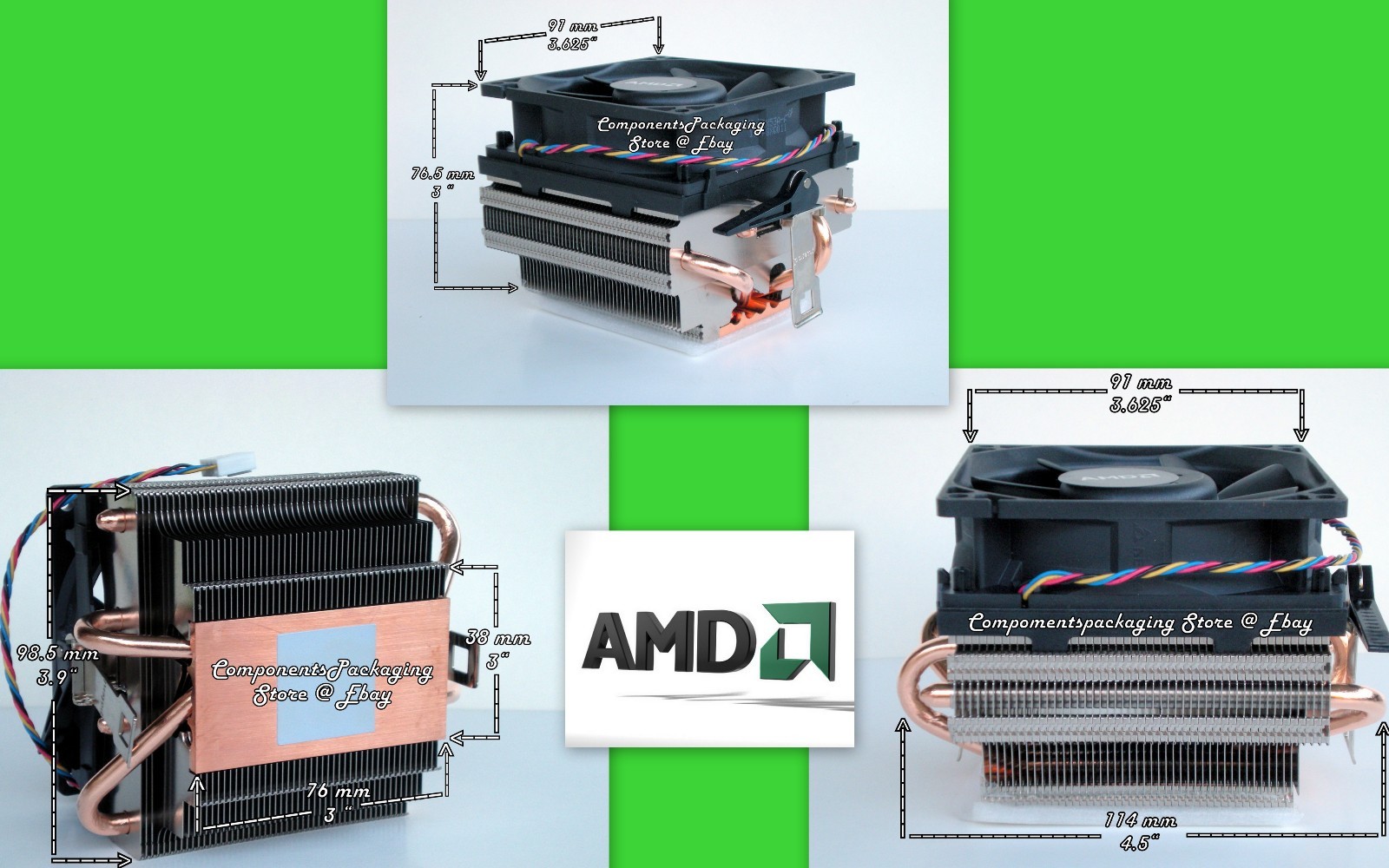 Original AMD 125W CPU Cooler Heat Sink for Socket FM2 AM3 AM3 Processors - New