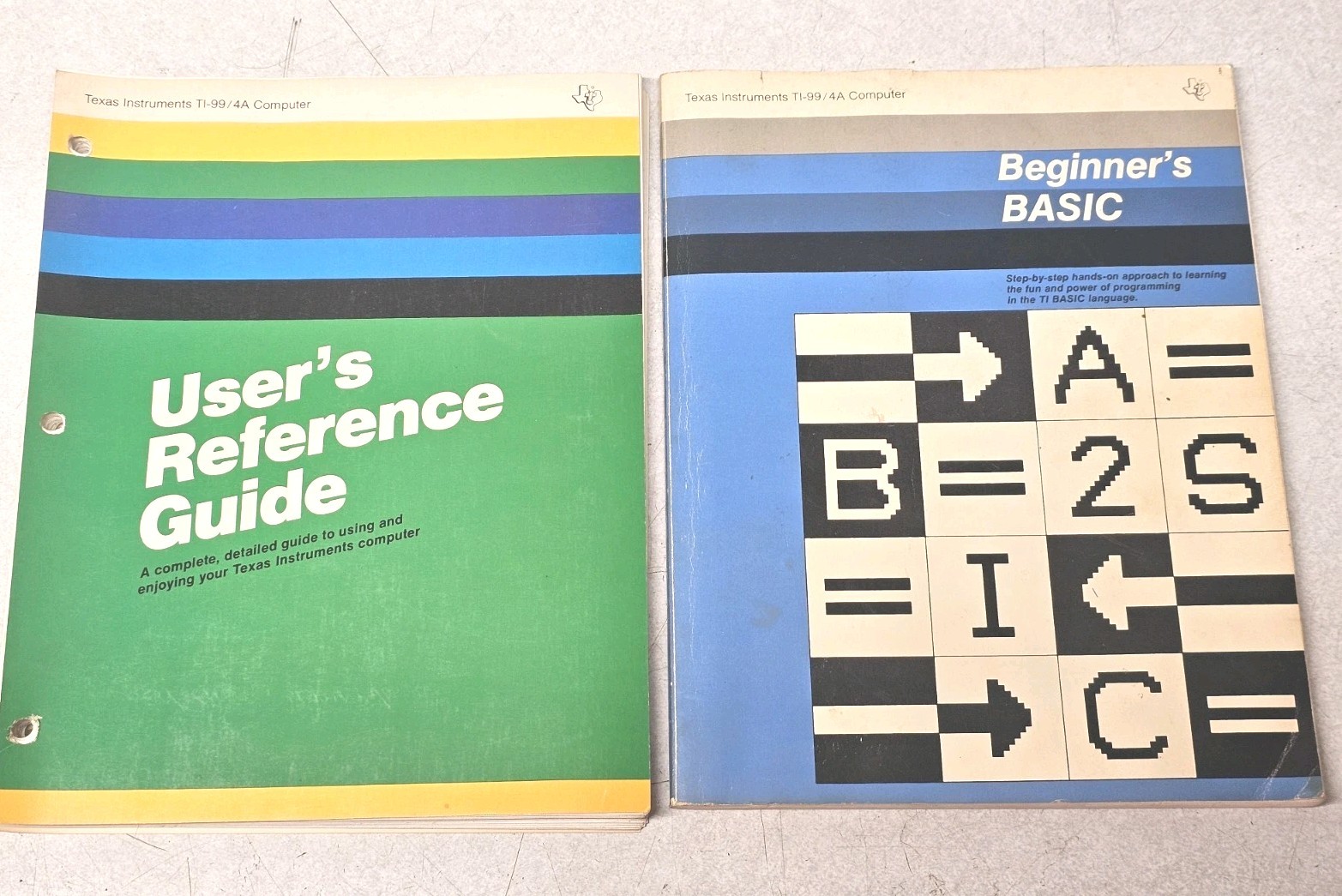 TI-99/4A User's Reference Guide + Beginner's BASIC Manual c1981 2 Book Set VTG