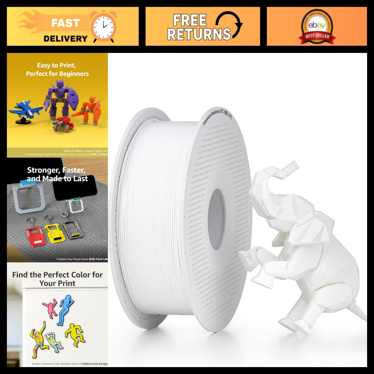 High-Quality 1.75mm PLA 3D Printer Filament 1kg Spool - Jade White, RFID Enabled