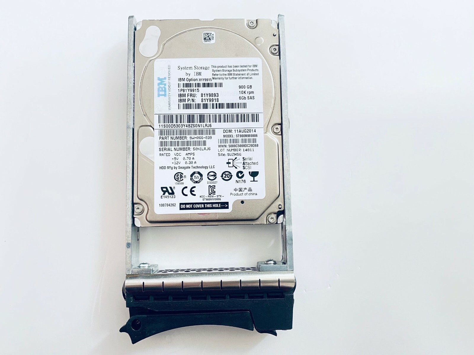 FIT FOR IBM 900GB 81Y9915 81Y9918 IBM 900GB 10K 6GBPS SFFSAS HDD 81Y9893 W/ tray