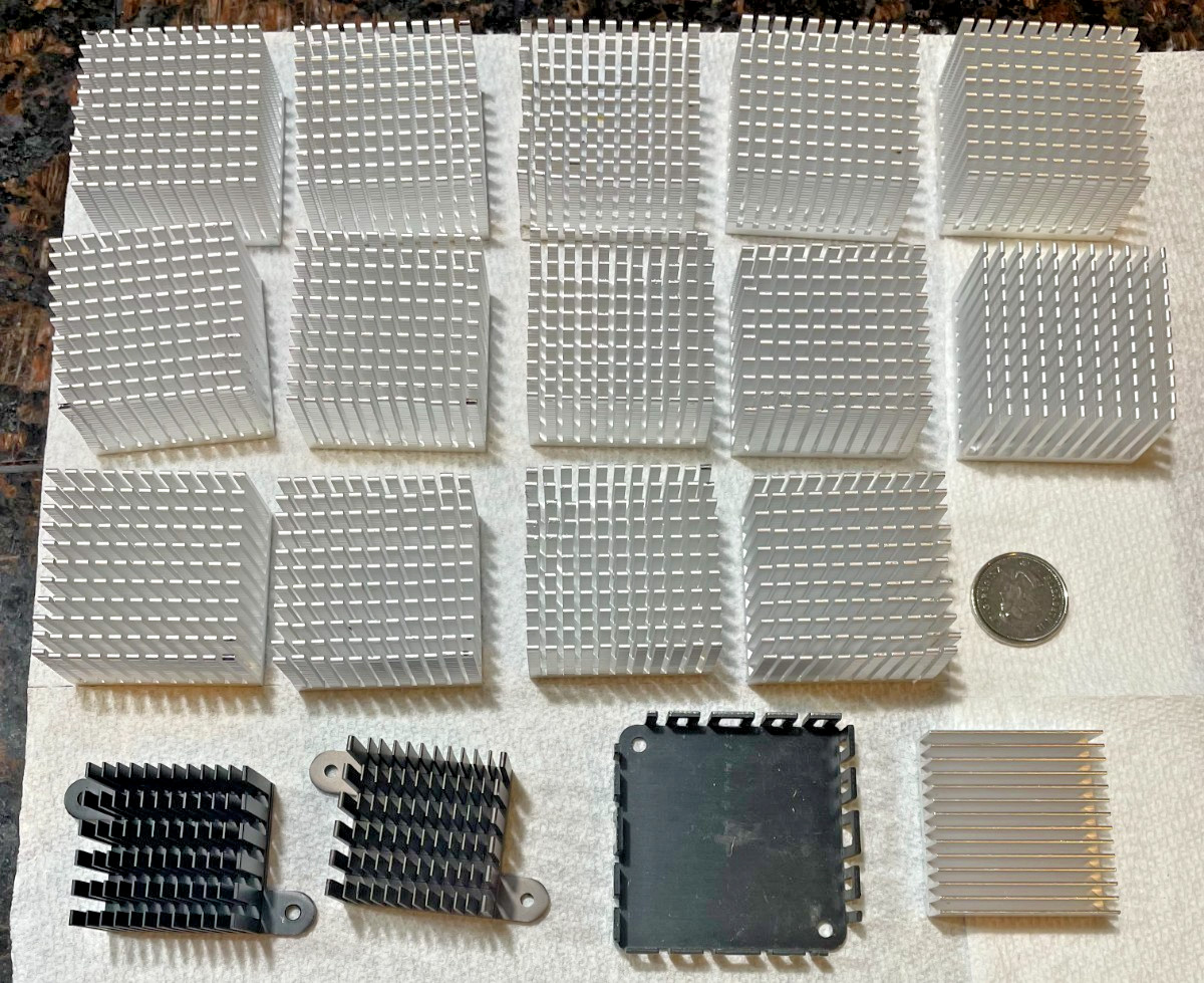 Lot of 18 Medium Large Aluminum Heatsinks Square Fin Blocks DIY Audio