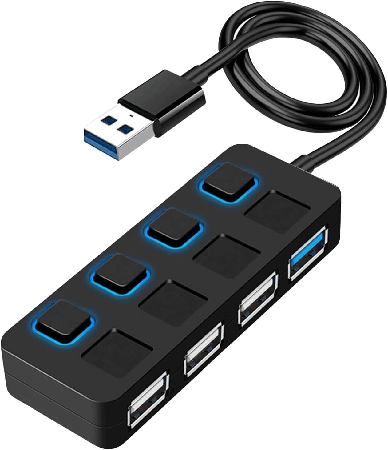4-Port USB 3.0 Hub with LED Power Switches - for PC/Mac/Laptop
