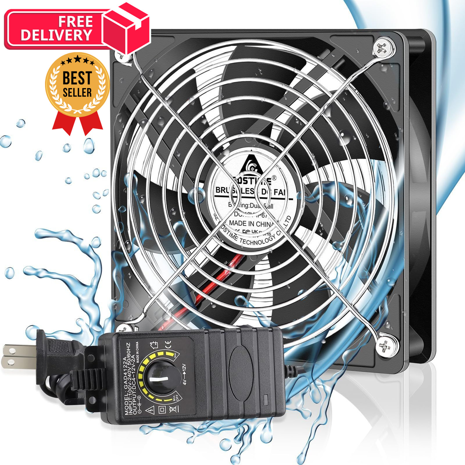 GDSTIME 120mm IP67 Waterproof Fan w/Speed Controller 110V Waterproof-1225