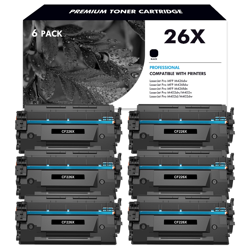 6PK Black High Yield CF226X 26X Toner For HP LaserJet Pro MFP M426dw M426fdn