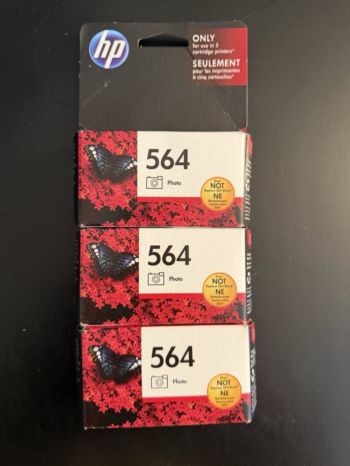 Lot of 3 Genuine HP 564 Photo Ink Cartridges OEM EXPIRED July 2020 Sealed