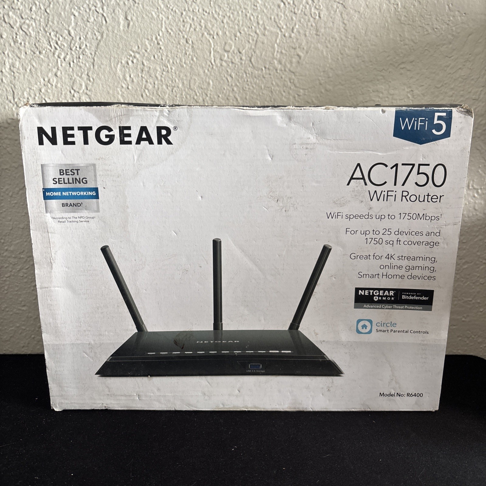 Netgear AC1750 R6400-100NAS 1300 Mbps 4-Port Gigabit Wireless AC Router