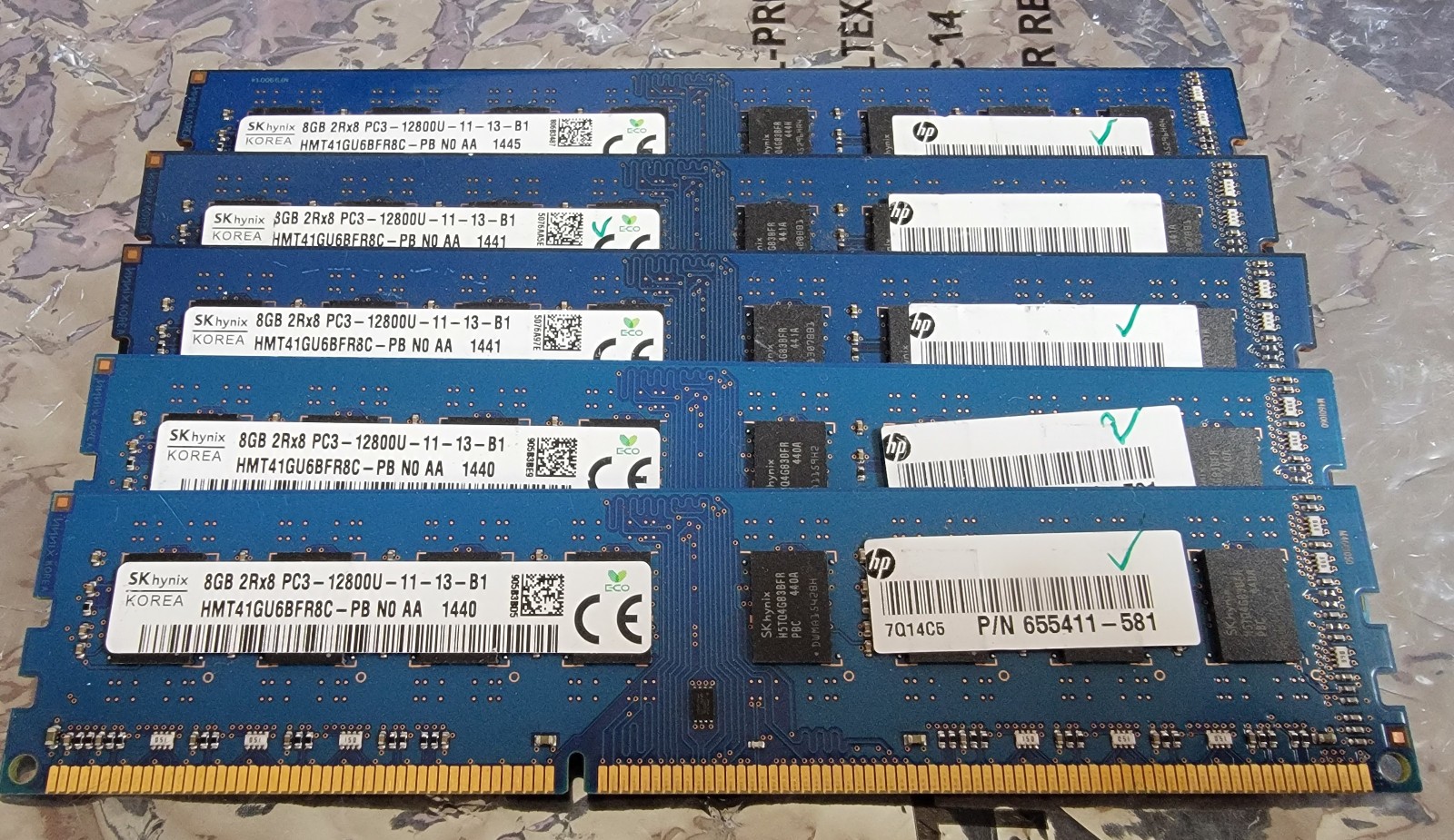 40GB (5x8GB) Hynix 2Rx8 PC3-12800U DDR3-1600MHz Desktop Memory RAM Lot of