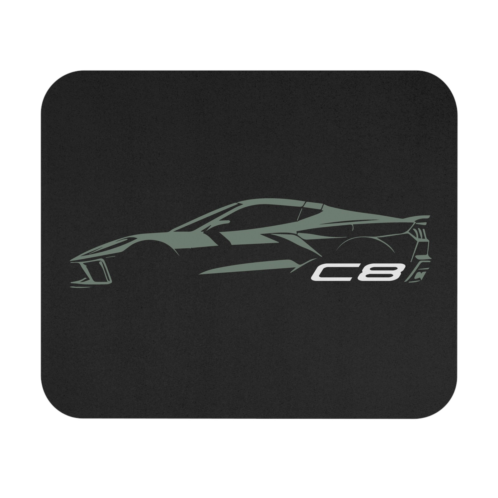 C8 Corvette Stingray Cacti Green Silhouette Graphic Mouse Pad 