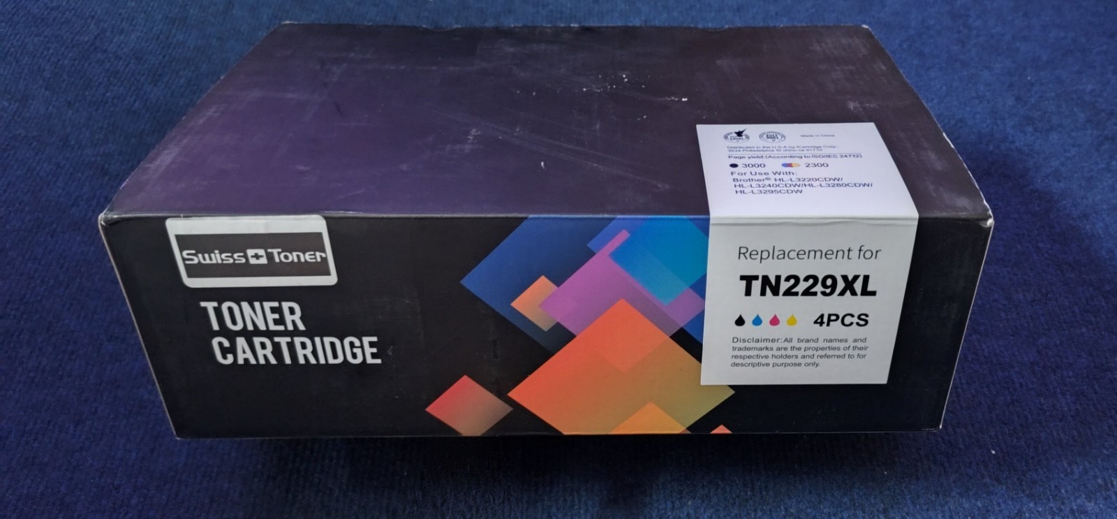 TN229/TN229XL Toner 4 Pack BK/C/M/Y for Brother HL‑L3220‑L3295 – 1 UNSEALED*