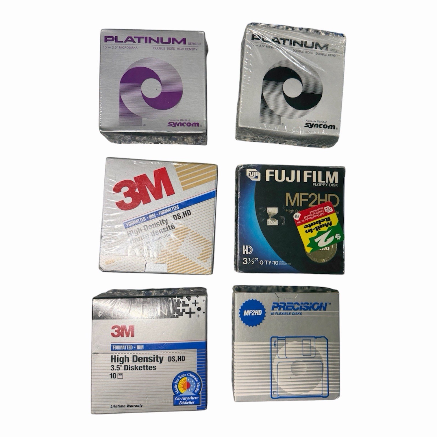 Vintage 3.5” Floppy Disk Lot 60 Disks Sealed 3M Fujifilm Syncom Precision NOS