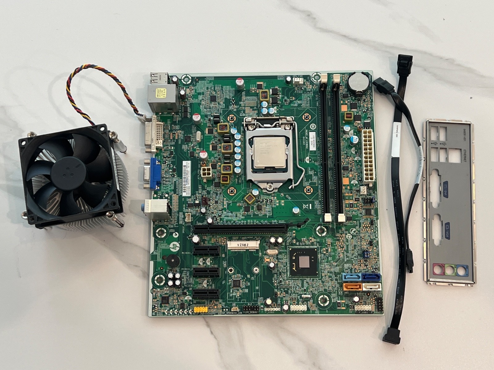 HP Pro 3500 Motherboard 696234-001 Intel i5-3470 CPU Heatsink Fan - Work