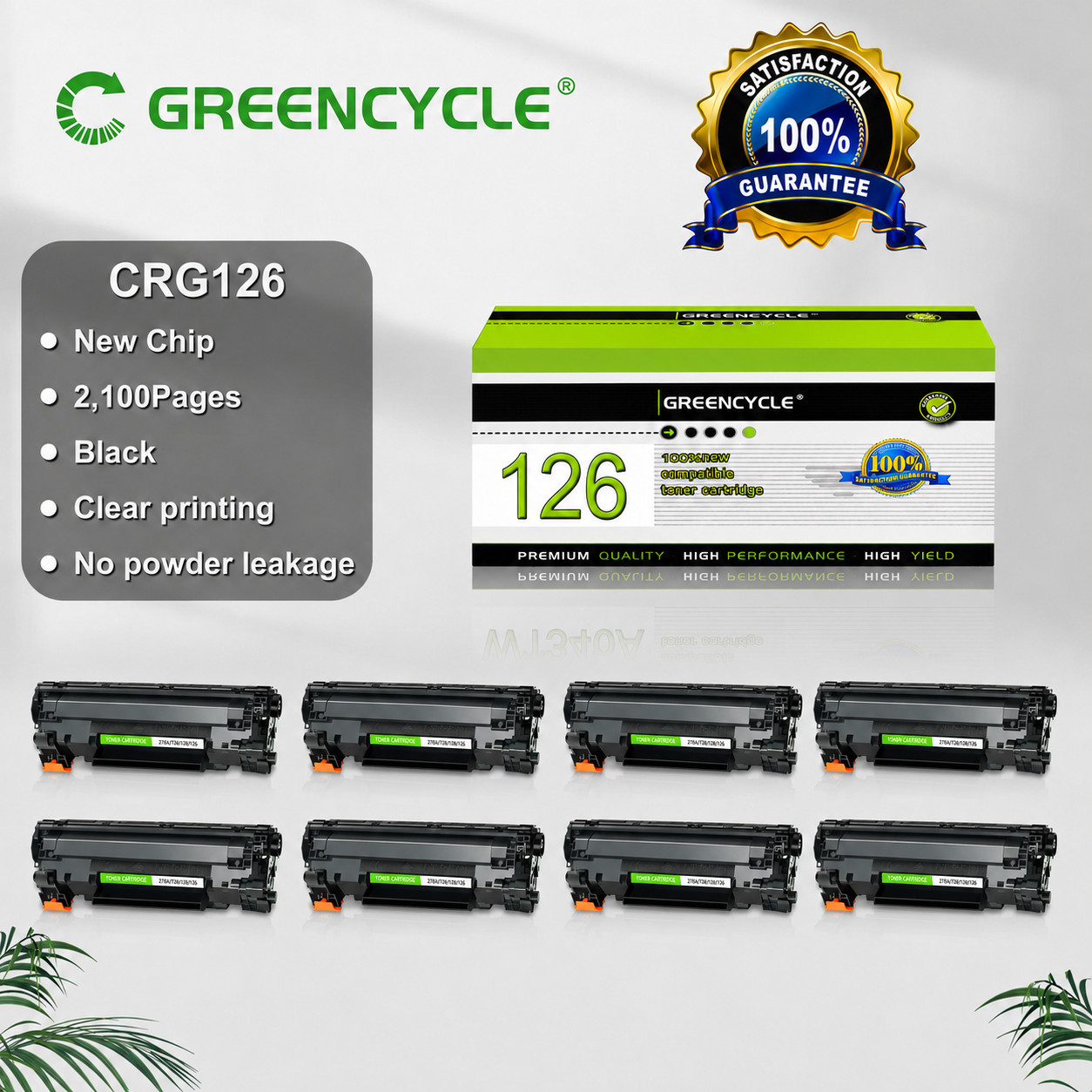 8PK Black CRG126 Toner Fit for Canon 126 ImageClass LBP6230dw LBP6230dn MF4580dn