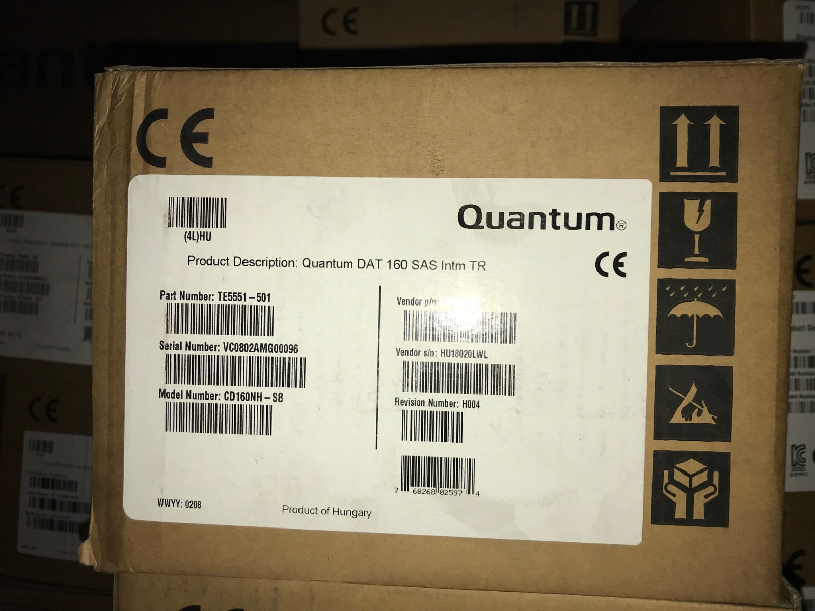 Quantum DAT160 Internal 80GB/160GB SAS Data Tape Drive TE5551-501 CD160NH-SB