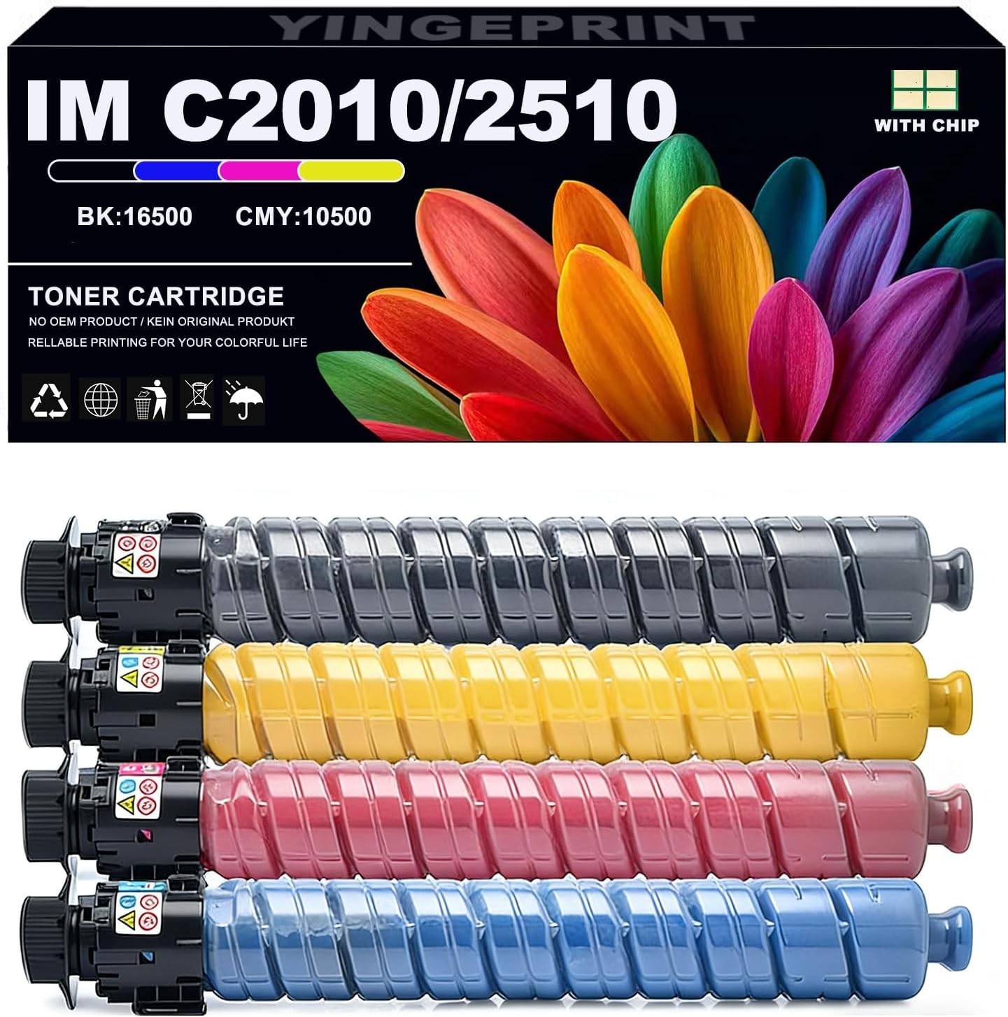 Toner Cartridge Replacement for RICOH IMC2010 IMC2510 Printers (842554-842555)