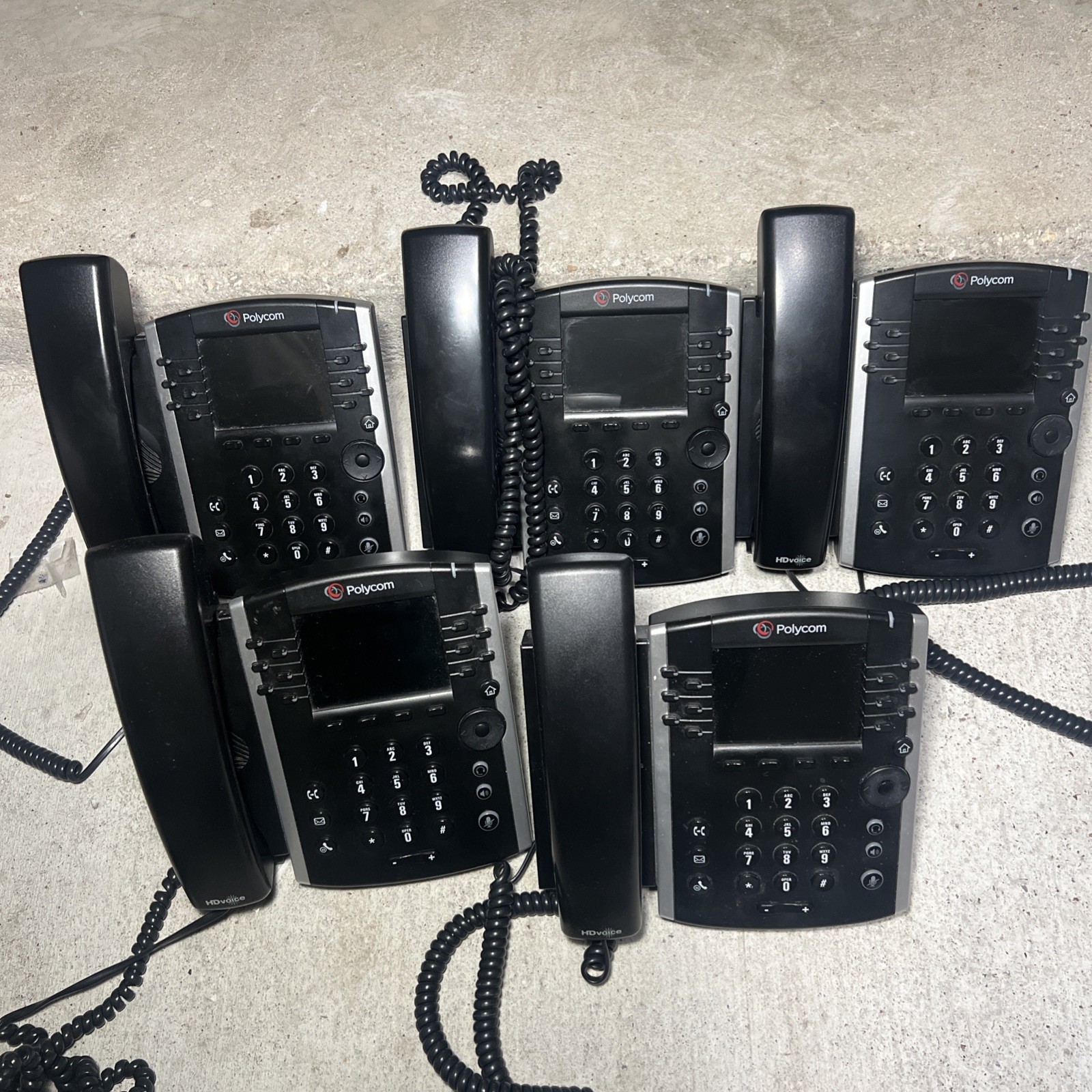* LOT OF 5* Polycom VVX 411 PoE IP Business VOIP Phones + Stands 2201-48450-001