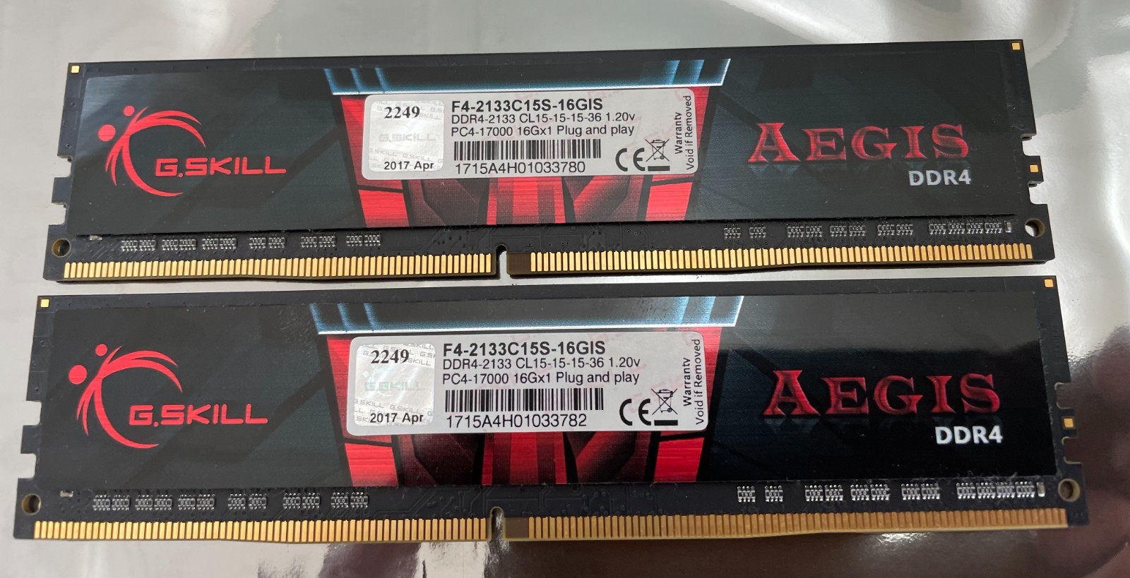 G.Skill Aegis 2 X 16GB DDR4 2133 CL15 PC4-17000 Desktop RAM F4-2133C15S-16GIS