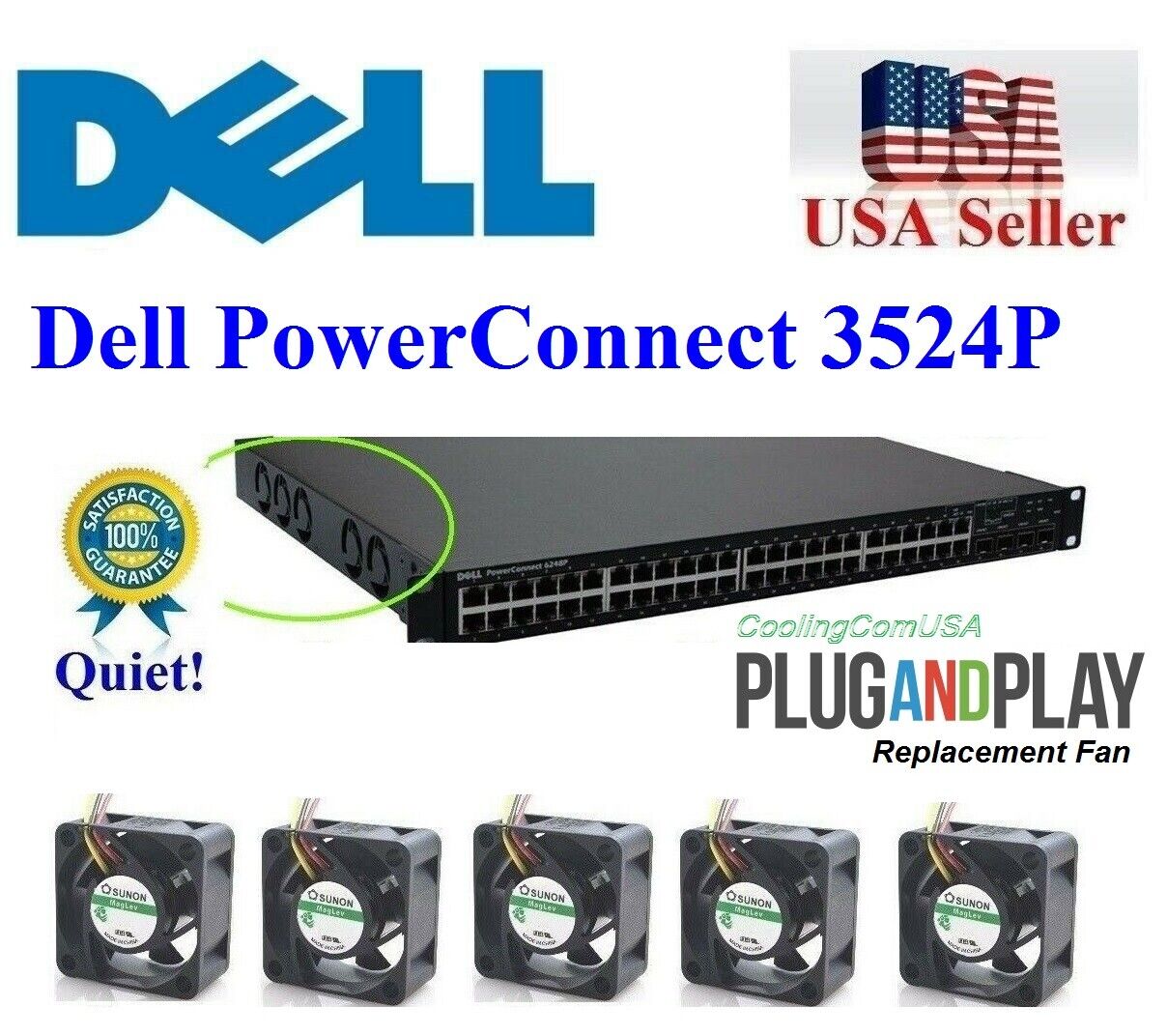 Pack 5x Replacement fans for Dell PowerConnect 3524P Best Home Networking