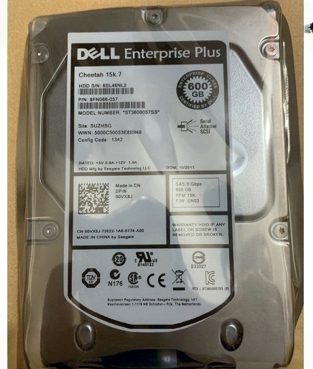 00VX8J Dell EQL 600GB 15K RPM 6Gb/s SAS 3.5" HDD Hard Drive New