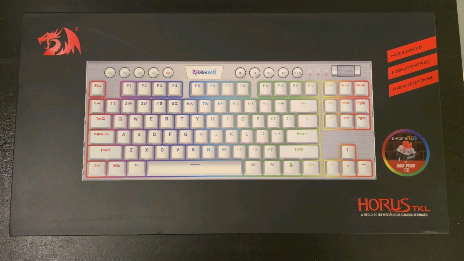 Redragon K621 Mechanical Keyboard RGB Horus TKL Wired with Red Switches New