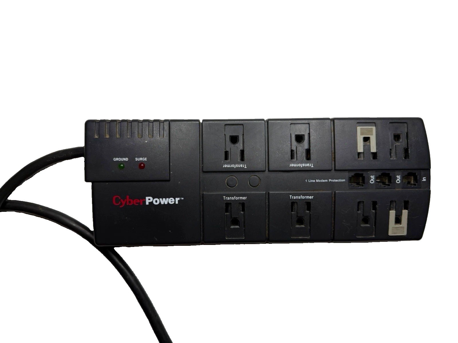 CyberPower 850 Surge Protector 8 Outlet 15A Phone Modem Line Protection Black