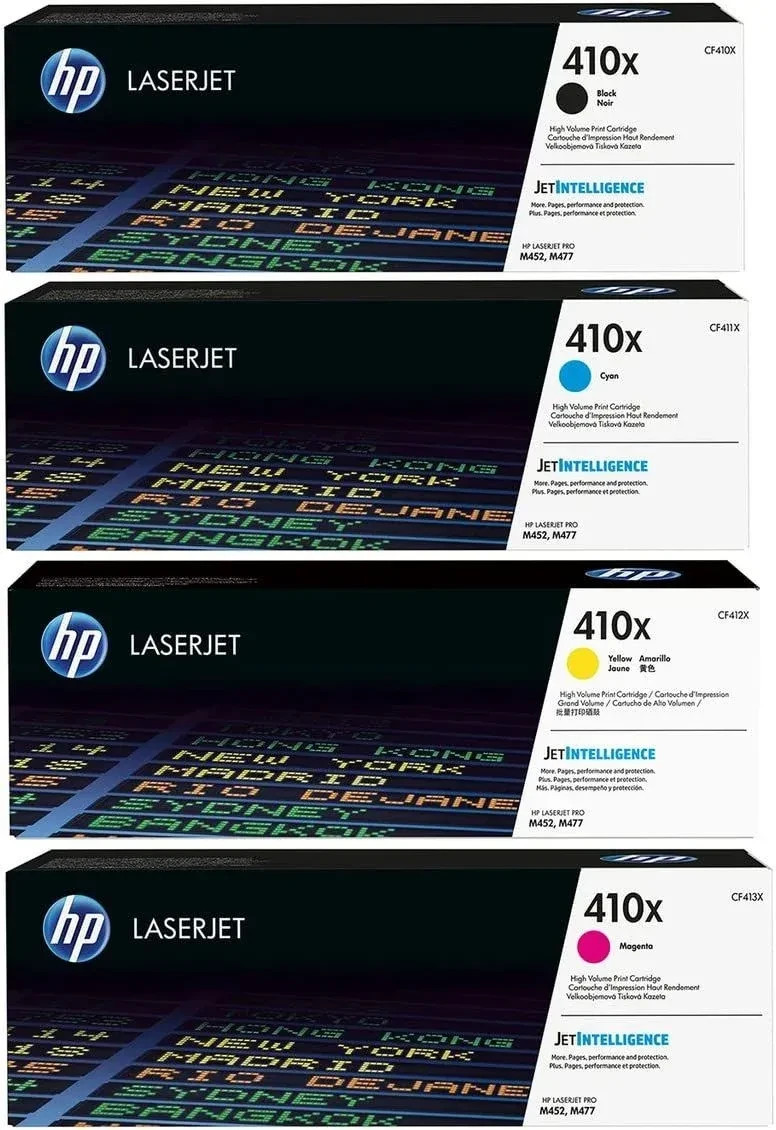 HP 410X Compatible Toner Cartridge Set 4-Pack High Yield CF410X CF411X CF412X CF
