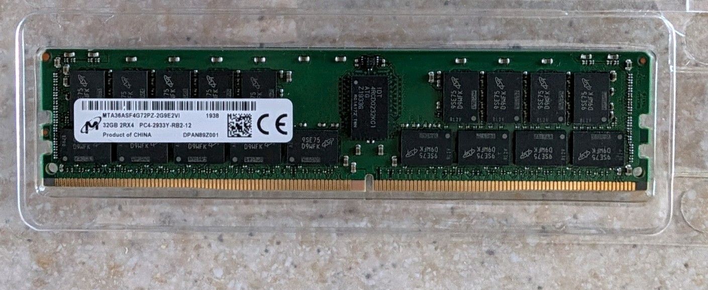 Micron 32GB DDR4 PC4-2933Y 2Rx4 Reg ECC RDIMM Server Memory MTA36ASF4G72PZ-2G9