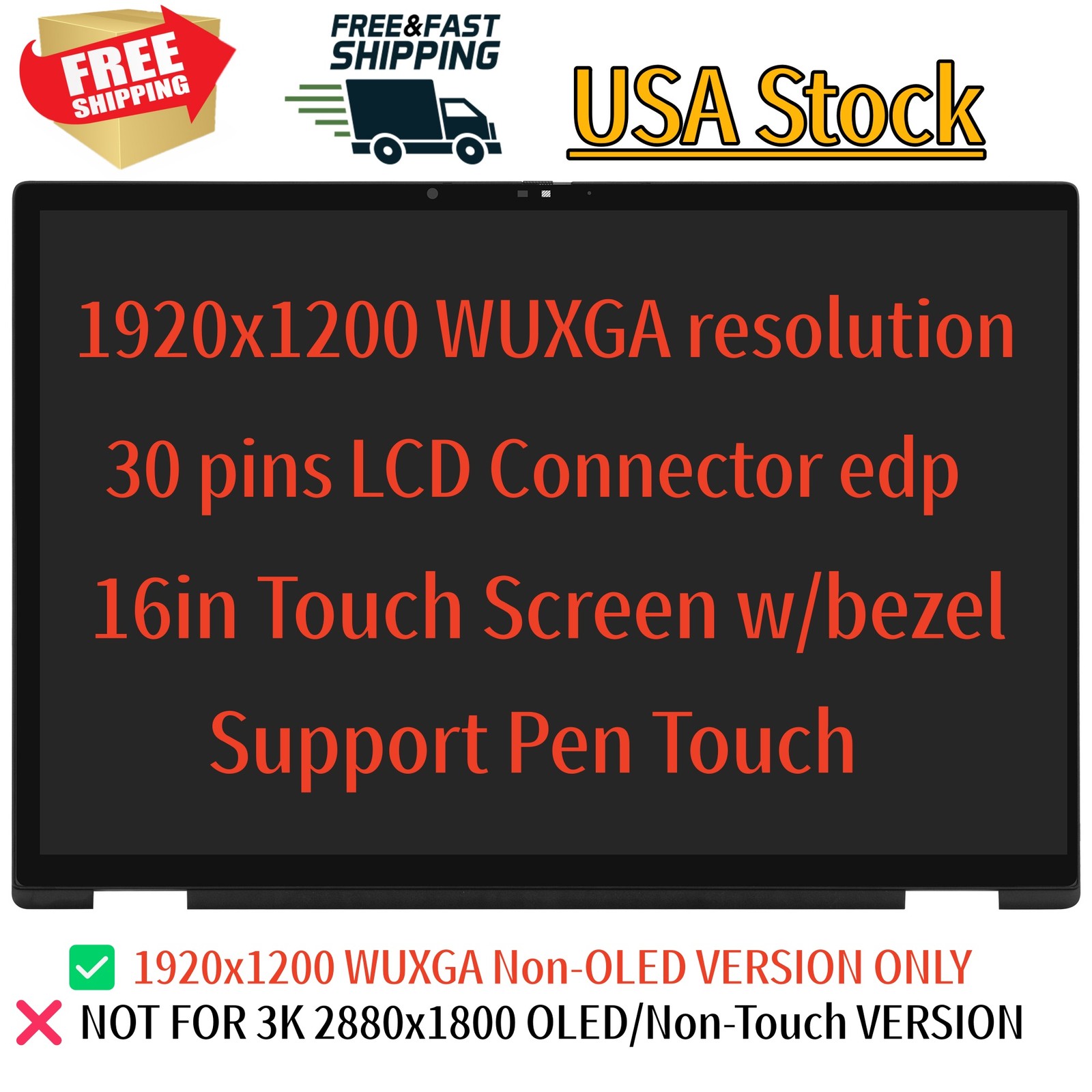 16'' For HP OmniBook X Flip 2-in-1 16-AS 16T-AS 1920x1200 WUXGA LCD Touch Screen