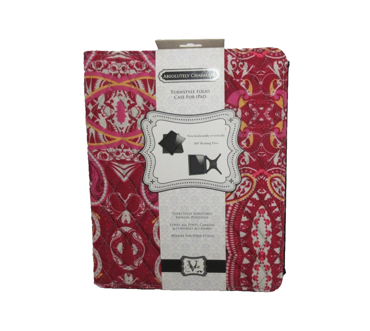 Absolutely Charming Turnstyle Folio Case For iPad by VIVITAR 360° Rotating View