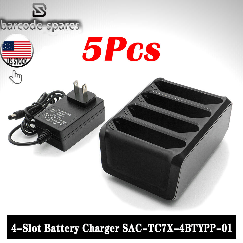 5PCS 4-Slot Battery Charger for Zebra TC70 TC72 TC75 TC77 SAC-TC7X-4BTYPP-01 US