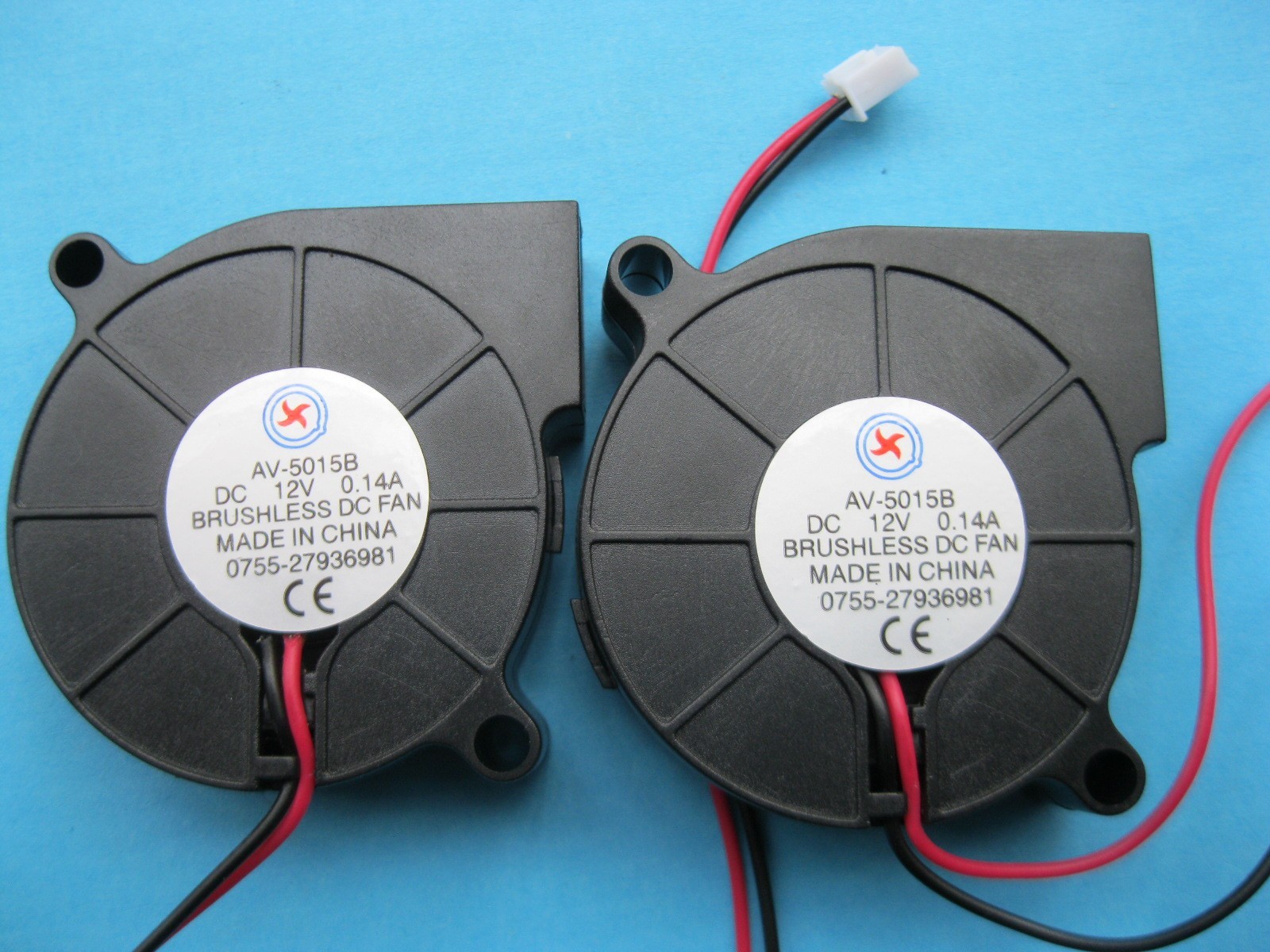 6 pcs Brushless DC Cooling Blower Fan 5015B 12V 50x50x15mm 2 Wires Ball Bearing