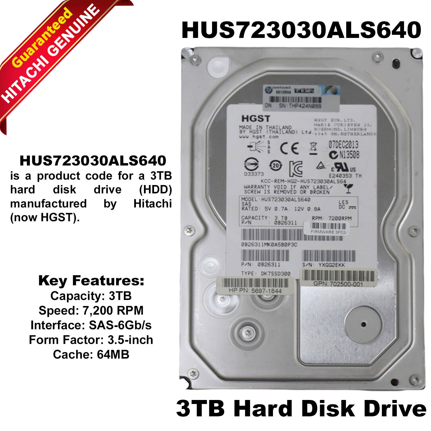 Hitachi Ultrastar HUS723030ALS640 3TB 7.2K 64MB SAS-6Gb/s 3.5\