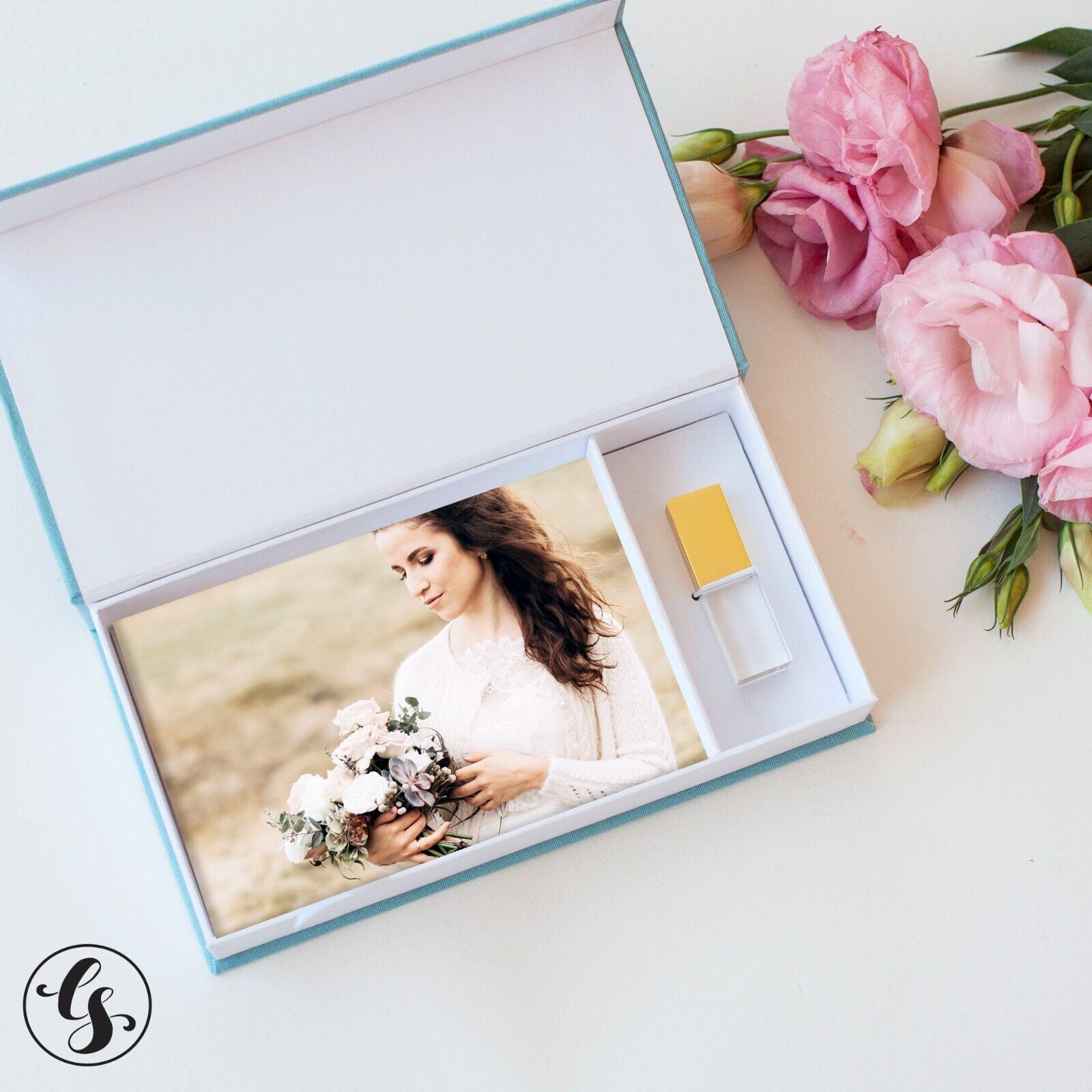 Wedding 4x6 Photo Box with USB Drive Family Prints Storage Custom Handmade