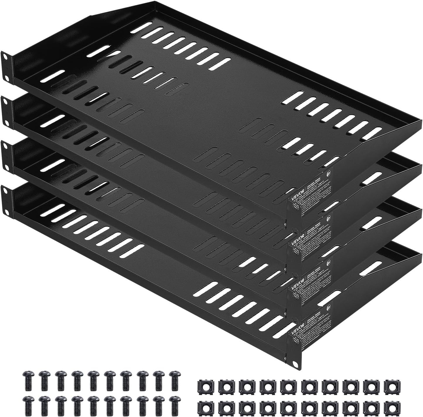 4PCS 1U Server Rack Shelf, Universal Vented Rack Mount Cantilever Tray for 19...