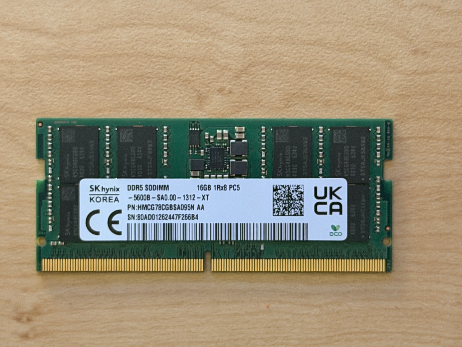 NEW SK hynix 16GB 1x16GB DDR5 5600 SODIMM CL46 Non-ECC Unbuffered Laptop Memory