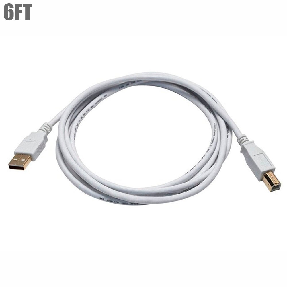 3-15FT USB-A Male to Type B Male PC Printer Scanner Cable Gold 28/24AWG White
