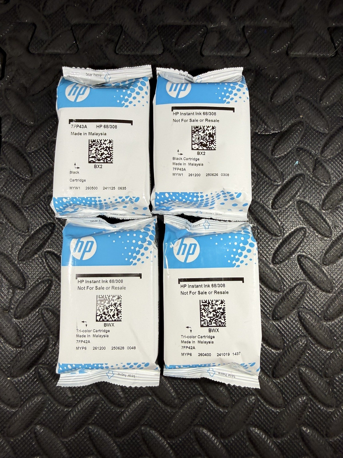 Genuine HP Tri-Color INK 68/308 And Ink Cartridges Sealed LOT OF 4