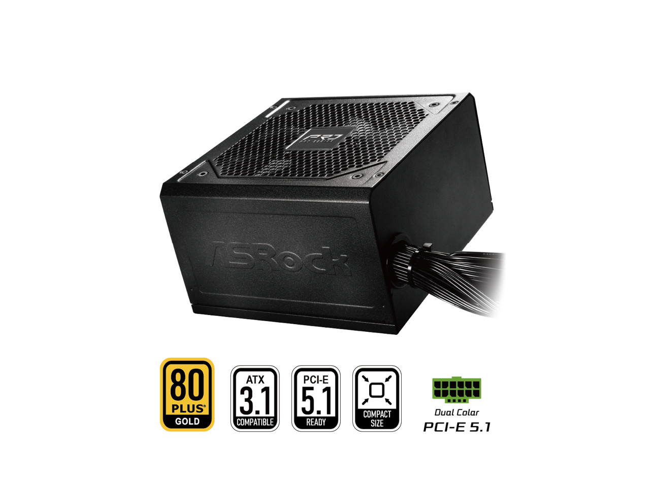 ASRock PRO Series PRO-750G 750 W ATX 3.1 Compatible 80 PLUS GOLD Certified Power