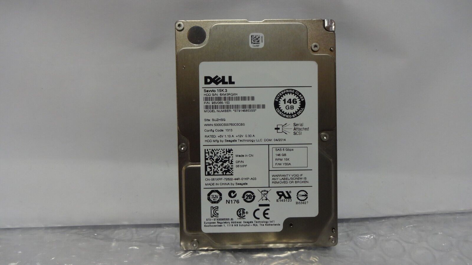 Dell Savvio 146GB HDD RPM 15K SAS 6Gb/s 2.5