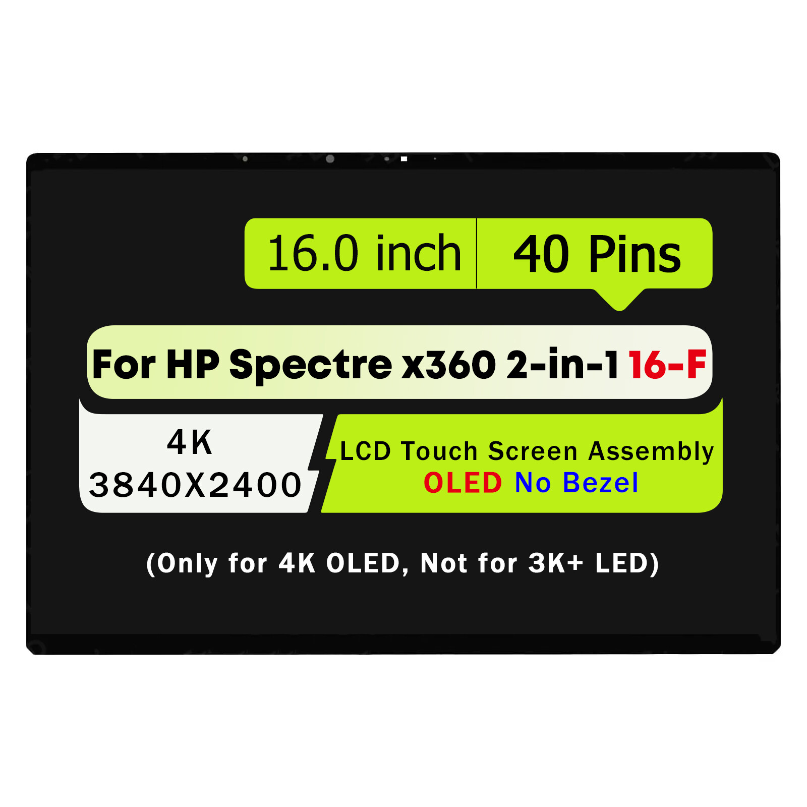 M51676-1J0 4K OLED LCD Touch Screen for HP Spectre x360 16-f1023dx 16-f2023dx