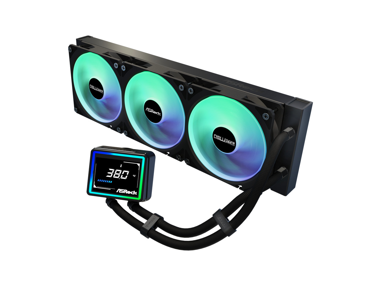 ASRock AIO Challenger 360 Digital 27mm radiator, 3" Digital Display w/ ARGB, ARG